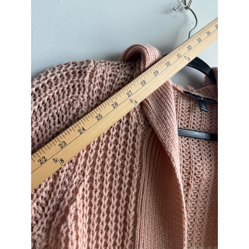 Derek Heart Pink Colorblock Hooded Cardigan Womens Large - Picture 8 of 8
